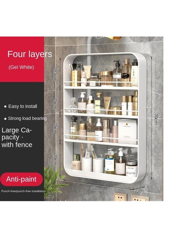 Bathroom Organizer Shelves Rack Wall Mounted Storage Box Toiletries Cosmetic Storage Rack Kitchen Seasoning Bottle Storage Shelf white