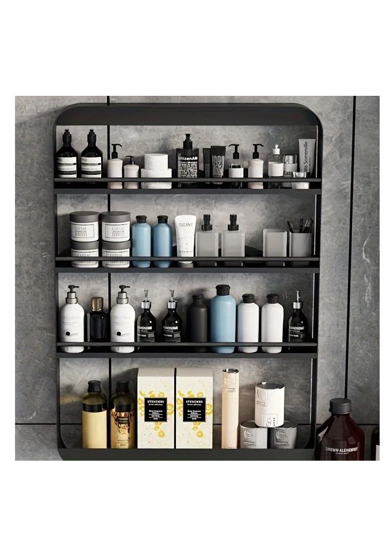 Bathroom Organizer Shelves Rack Wall Mounted Storage Box Toiletries Cosmetic Storage Rack Kitchen Seasoning Bottle Storage Shelf white