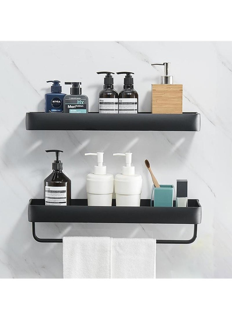 2-Tier Bathroom Wall Mounted Shelf for Bathroom Floating Shelf with Towel Holder 50cm