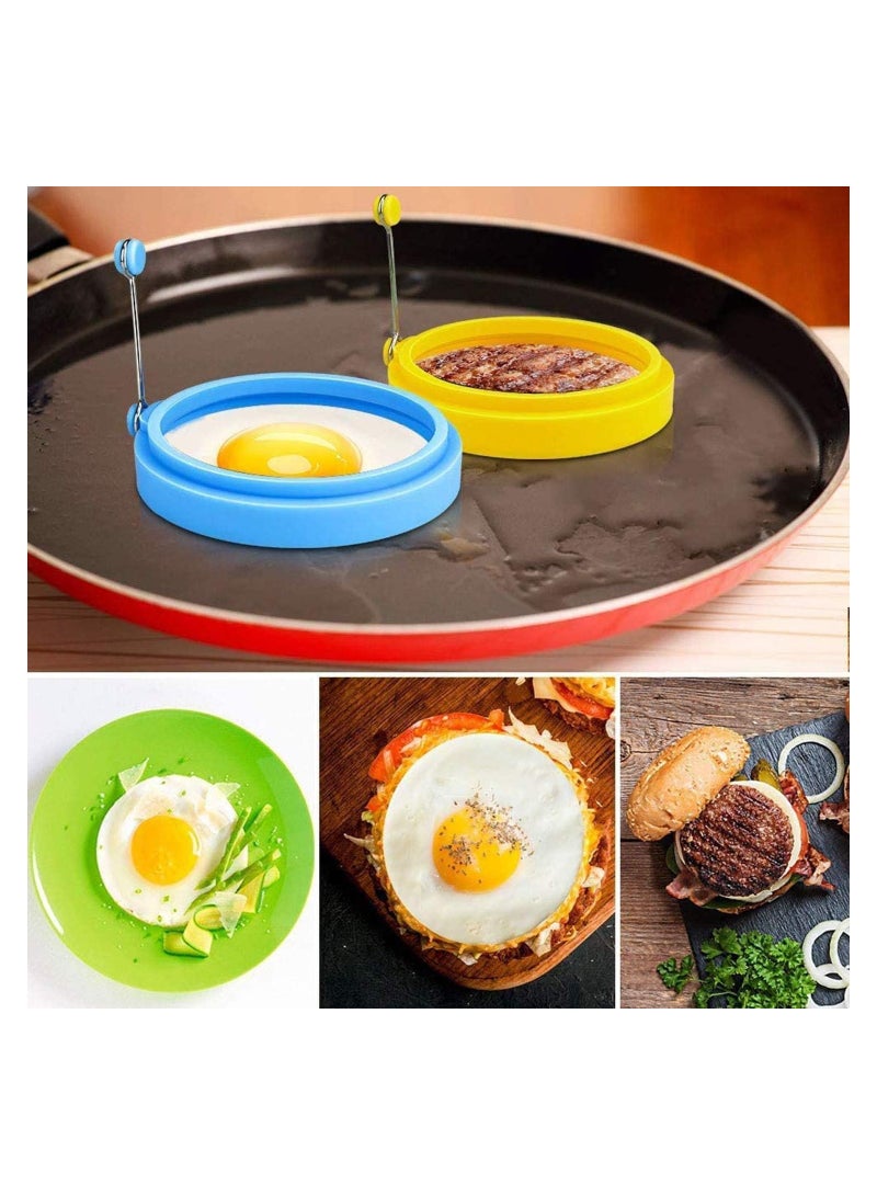 Egg Ring, Fried Egg Mold, DELFINO Egg Separator, Reusable Cooking Rings, Silicone Non-Stick Egg Shaper Ring with Egg and Pancake Non Stick Cooking Tool, Kitchen Cooking Tools (4 Pcs)