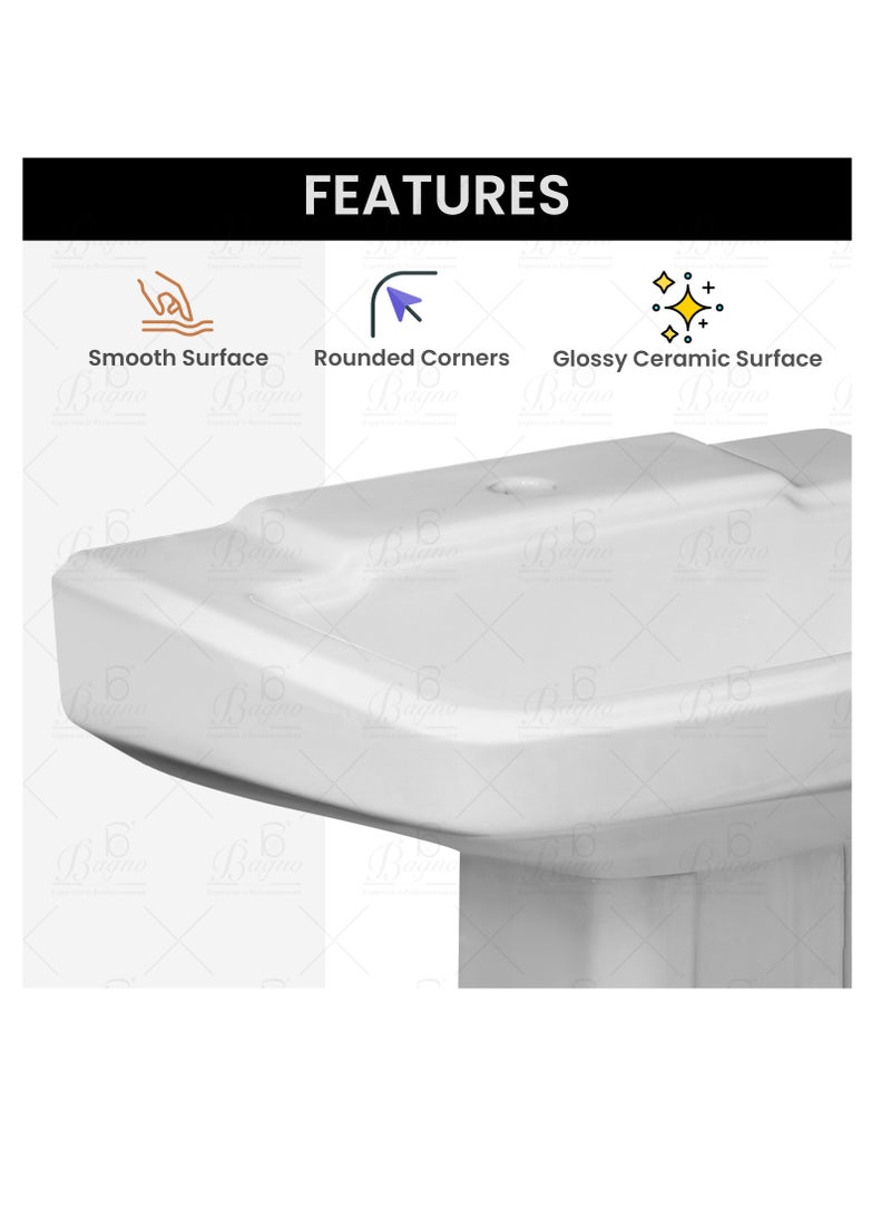 B BAGNO wash basin/Pedestal WB07 Ceramic white