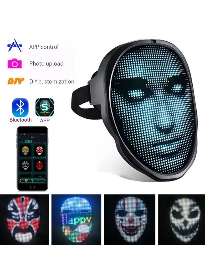 LED Face Mask with Bluetooth Programmable,  App Controlled,Customizable Shining Mask