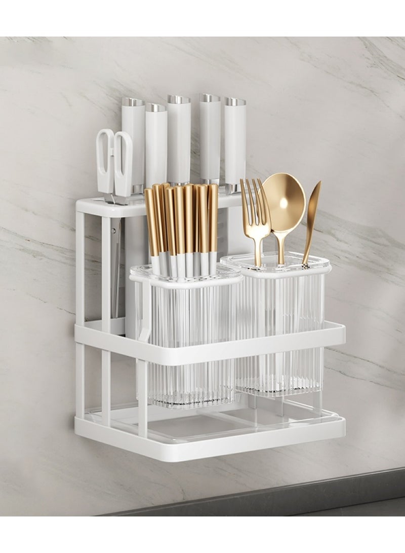 Cutlery Holder, Metal Flatware Organizer, Spoon Knives Fork holder, Utensils Organizer, Kitchen Organizer for Countertop, Self-Adhesive Wall-Mounted Cutlery Organizer.