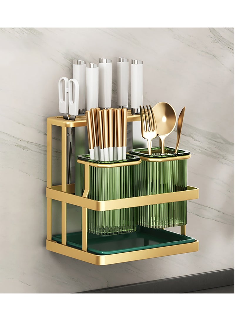 Cutlery Holder, Metal Flatware Organizer, Spoon Knives Fork holder, Utensils Organizer, Kitchen Organizer for Countertop, Self-Adhesive Wall-Mounted Cutlery Organizer.