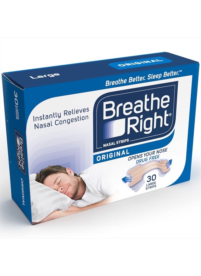 Nasal Strips Original Large 30s | Instantly Relieves Nasal Congestion | Helps Reduce Snoring | Drug-Free