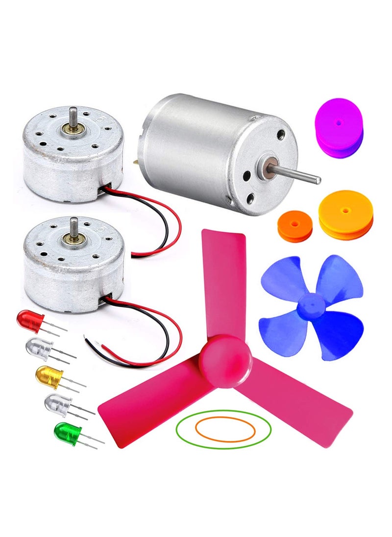 Kit4Curious® Solar Motor/Dynamo Motor/Wind Mill Motor/Low Current High Torque Motor with Fan Pulley Set