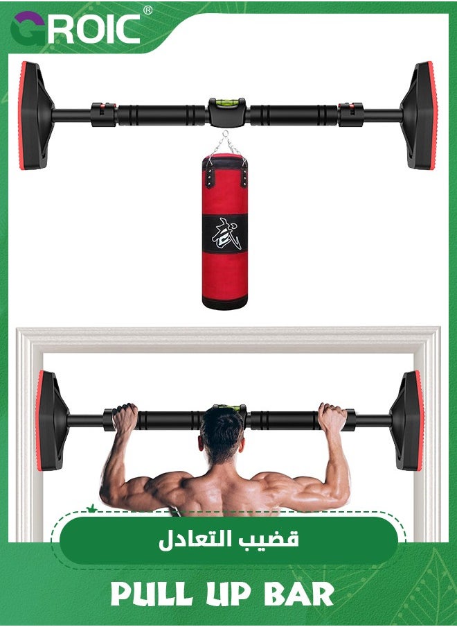 Pull Up Bar for Hallway or Doorway,Strength Training Pull-Up Bars with Hunging Punching Bag,Chin Up Bar with Suppprt Frame,Level Mete,Body Workout Exercise Fitness Bar