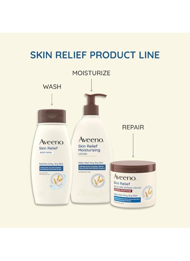 Aveeno Skin Relief Moisturizing Lotion for Very Dry Skin with Soothing Triple Oat & Shea Butter Formula, Dimethicone Skin Protectant Helps Heal Itchy, Dry Skin, Fragrance-Free, 18 fl.oz (532ML)