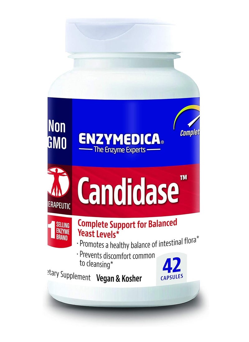 Candidase Complete Support for Balanced Yeast Level Promote Healthy Balance of Intestinal Flora Prevent Discomfort Common to Cleansing Vegan and Kosher 42 Capsule