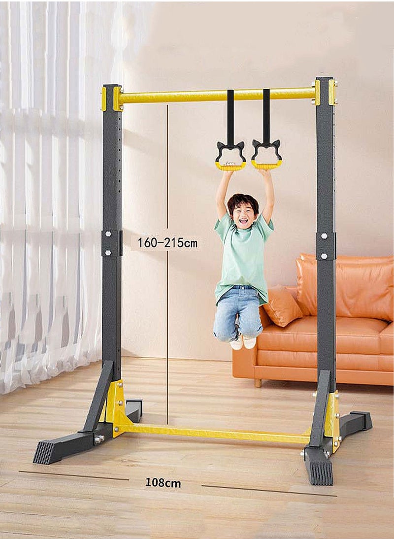 Gymnastics Bars,Adjustable Height Gymnastic Horizontal Bars,Junior Training Bar Children Folding Training Monkey Bars for Kids Home Gym Equipment with Rings, Swings and Sandbags