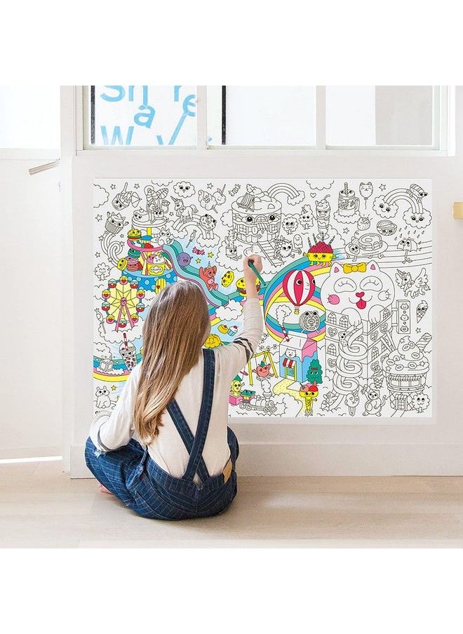 Giant Coloring Poster, Kawaii, Japanese Culture Of Cuteness, 40 X 28 Inches, Creative Play And Fun For Kids And Adults