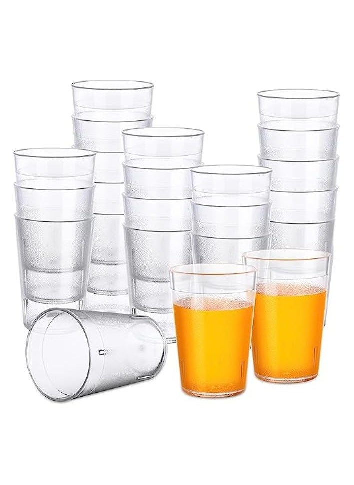 Plastic Drinking Glasses, 5 oz Clear Plastic Tumblers Stackable Frosted Plastic Cup Reusable Drinking Glasses Cups Bulk for Weddings Party Restaurant Kitchen, Cafe Party and Catering Supplies