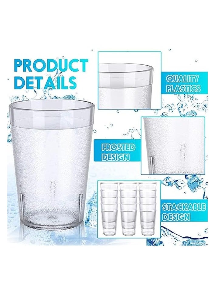 Plastic Drinking Glasses, 5 oz Clear Plastic Tumblers Stackable Frosted Plastic Cup Reusable Drinking Glasses Cups Bulk for Weddings Party Restaurant Kitchen, Cafe Party and Catering Supplies