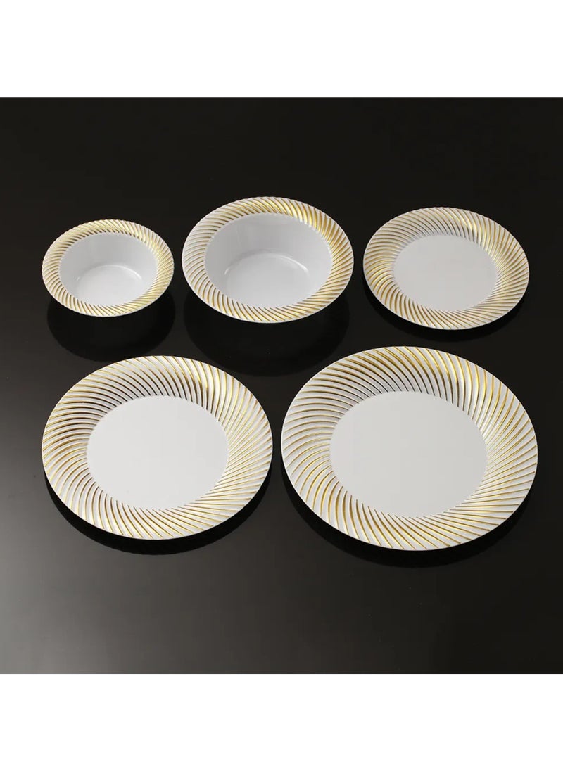 50 Pcs Silver Disposable Dinner ware Set for outing and  Guest  Sizes Plate 7inch(10Pcs), Plate 9 inch(10Pcs), Plate 10inch(10Pcs), Bowl 4inch(10Pcs), Bowl 7inch(10Pcs)   Plates Set.