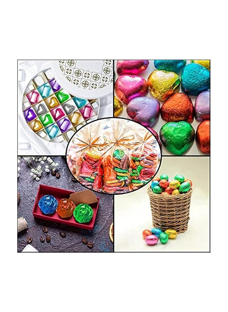 600 Pcs Square Aluminium Foil Candy Wrappers 6 Colors Chocolate Candy Wrappers Sugar DIY Candies Packaging Decor Homemade Caramel Wrappers Foil Wraps for Party Candy