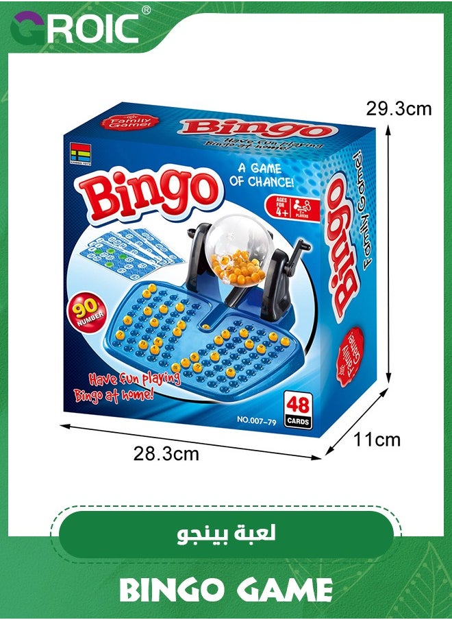 Bingo Game Set,Includes Bingo Cage,90 Bingo Chips,48 Bingo Cards,90 Bingo Balls,Plastic Master Board,Bingo Games for Family,Classic Bingo Machine,Party Games