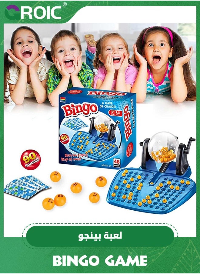 Bingo Game Set,Includes Bingo Cage,90 Bingo Chips,48 Bingo Cards,90 Bingo Balls,Plastic Master Board,Bingo Games for Family,Classic Bingo Machine,Party Games