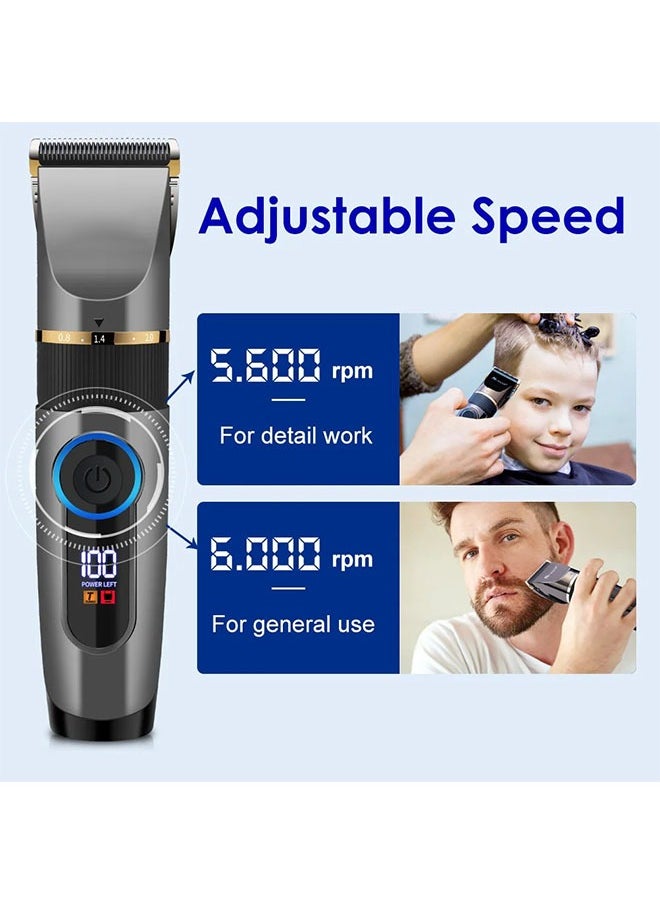 12-Piece Electric Shaving Machine, Professional Adjustable Blade Clipper Set, Rechargeable Haircut Machine Washable