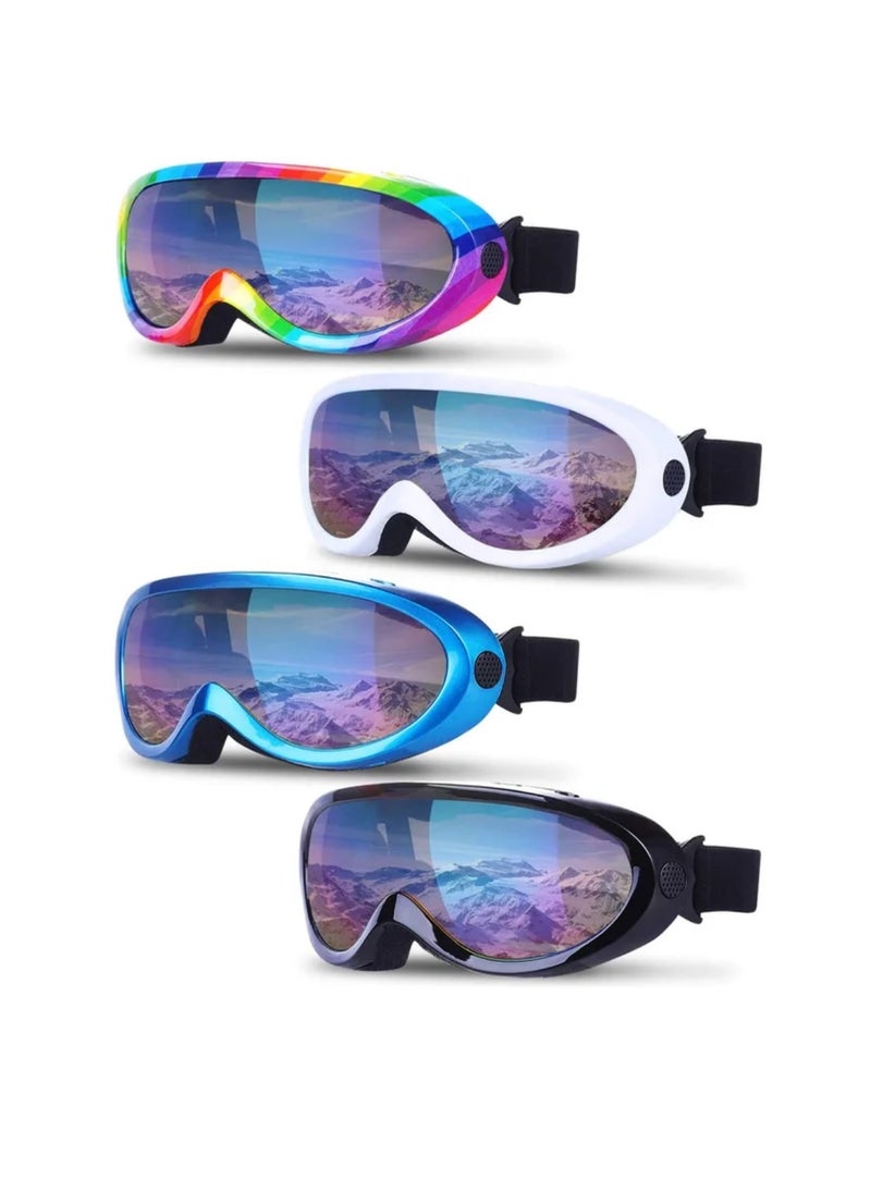 4 Pcs Ski Snowboard Goggles, Anti Fog Glare Adjustable Strap, for Men Women Kids Youth Winter Outdoor Sport Skiing, Snowboarding, Skating, Motorcycling