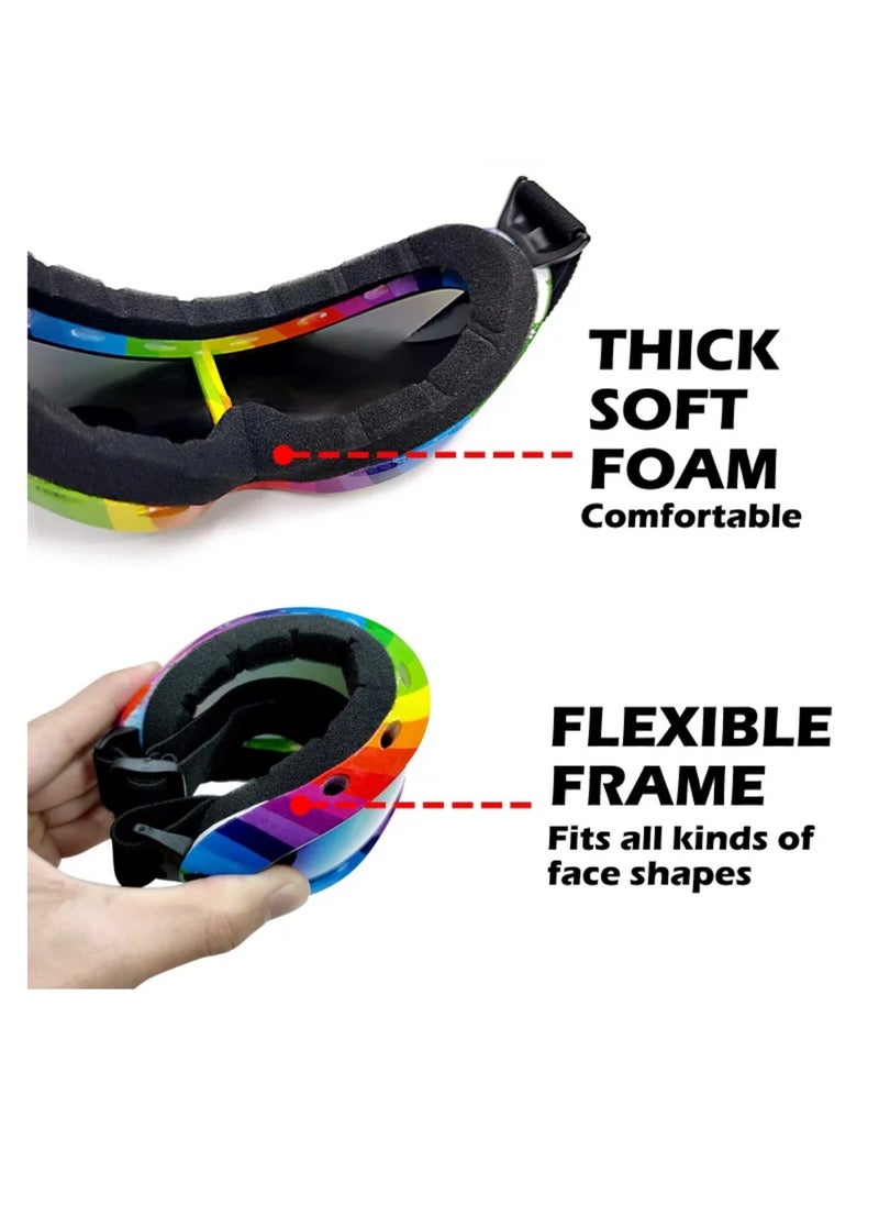 4 Pcs Ski Snowboard Goggles, Anti Fog Glare Adjustable Strap, for Men Women Kids Youth Winter Outdoor Sport Skiing, Snowboarding, Skating, Motorcycling