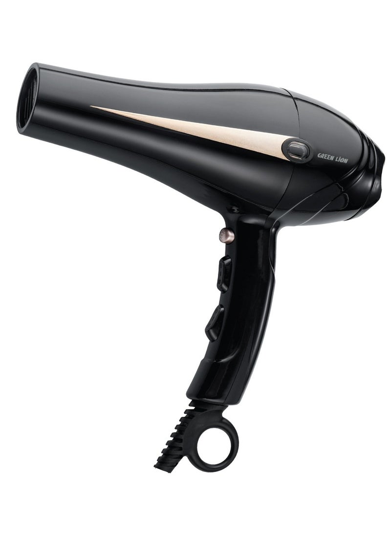 Professional Hair Dryer 2000W / Temperature Display / Removable Air Inlet / Auto Power Off / Powerful Motor / Ergonomic Grip / Gentle & Quick Hair Drying - Black