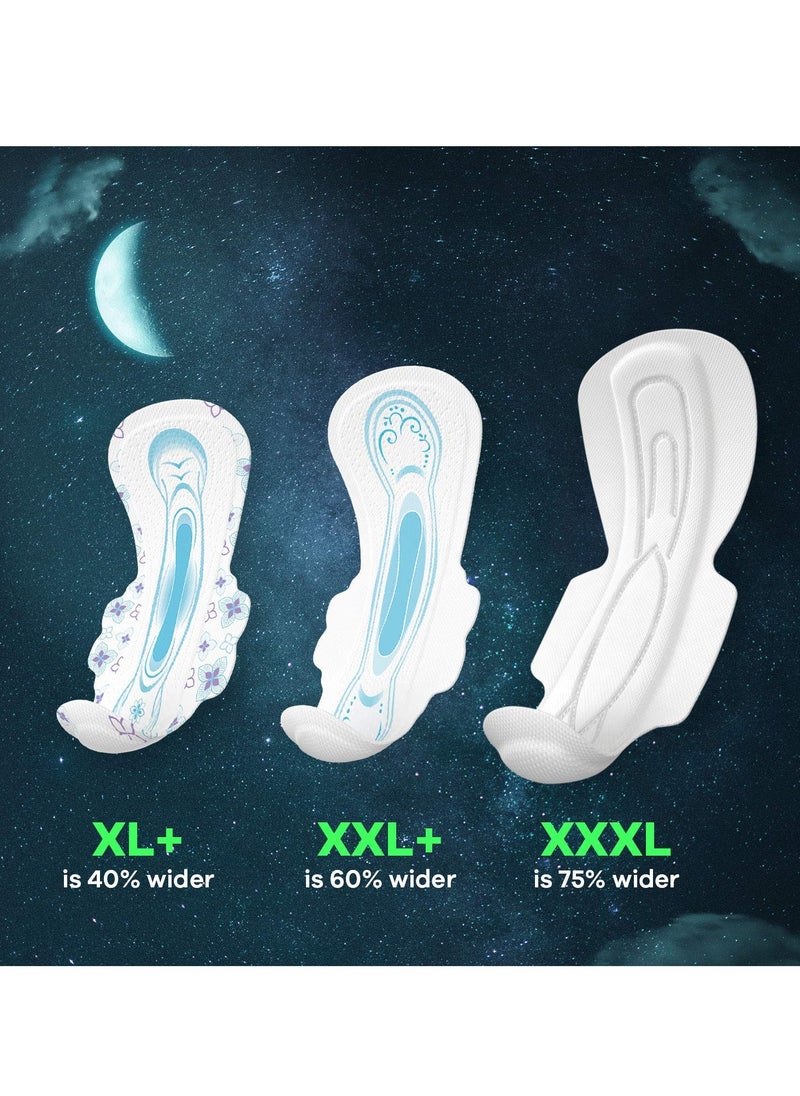 Whisper Bindazz Nights SANITARY PADS, 16 XXL+ PADS, UPTO 0% LEAKS ALL NIGHT LONG, FOR HEAVY FLOW, 60% LONGER & WIDER BACK, COMFORTABLE CUSHIONY SOFT WINGS, DISPOSABLE WRAPPER