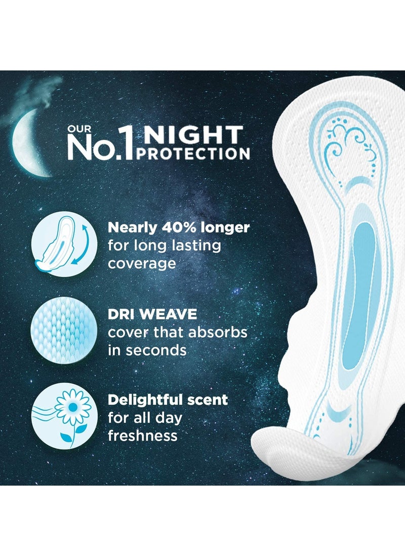 Whisper Bindazz Nights SANITARY PADS, 16 XXL+ PADS, UPTO 0% LEAKS ALL NIGHT LONG, FOR HEAVY FLOW, 60% LONGER & WIDER BACK, COMFORTABLE CUSHIONY SOFT WINGS, DISPOSABLE WRAPPER