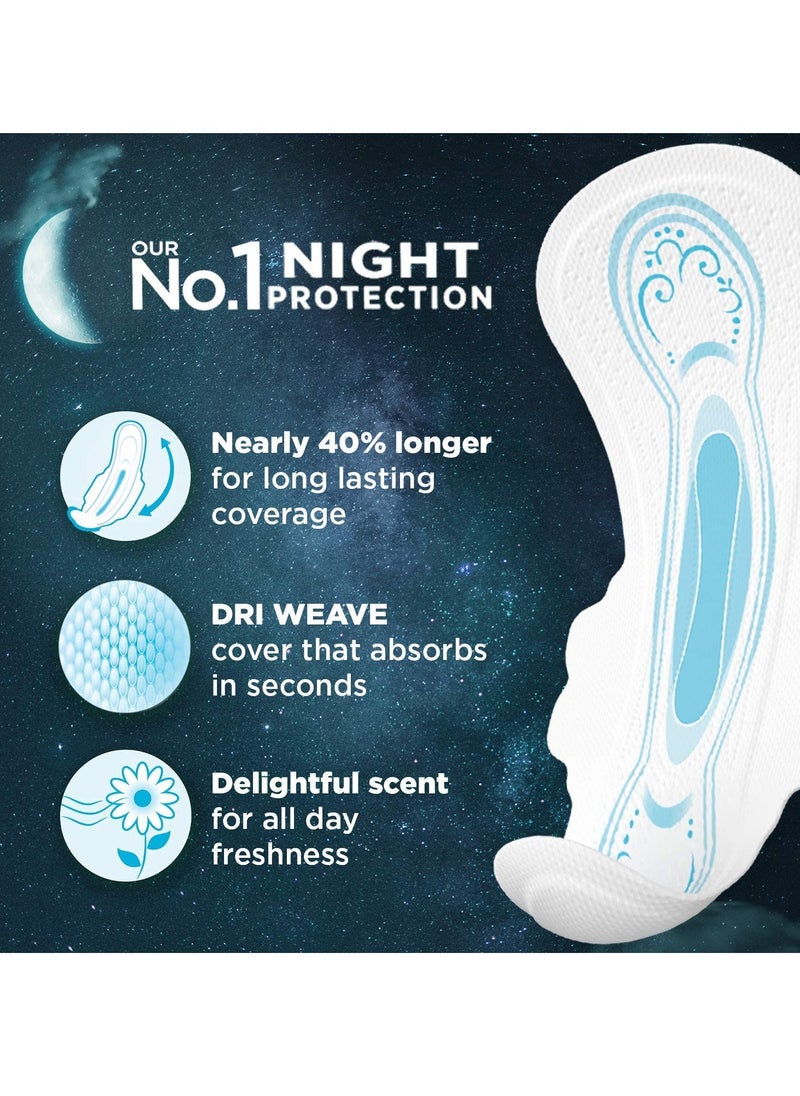 Whisper Bindazzz nights sanitary Pads, 40 Xl+ Pads, Upto 0% Leaks All Night Long, For Heavy Flow, 40% Longer & Wider Back, Comfortable Cushiony Soft Wings, Disposable Wrapper