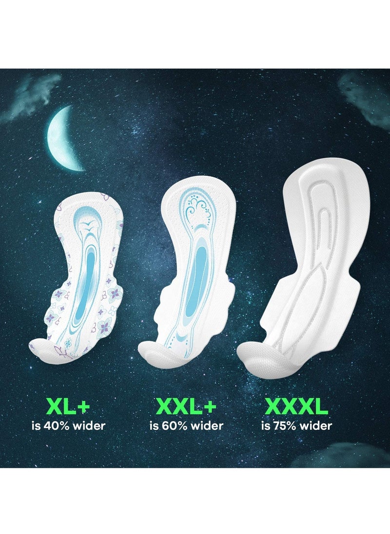 Whisper Bindazz Nights sanitary PADS, 30 XL+ PADS, UPTO 0% LEAKS ALL NIGHT LONG, FOR HEAVY FLOW, 40% LONGER & WIDER BACK, COMFORTABLE CUSHIONY SOFT WINGS, DISPOSABLE WRAPPER