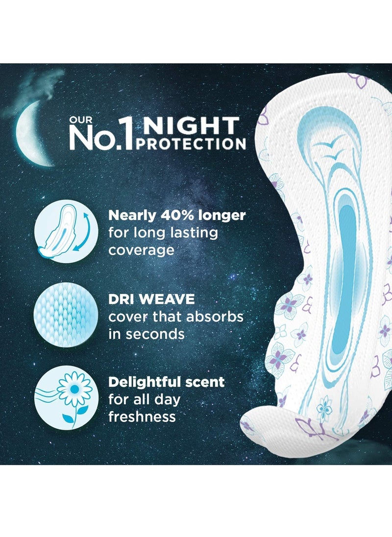 Whisper Bindazz Nights sanitary PADS, 30 XL+ PADS, UPTO 0% LEAKS ALL NIGHT LONG, FOR HEAVY FLOW, 40% LONGER & WIDER BACK, COMFORTABLE CUSHIONY SOFT WINGS, DISPOSABLE WRAPPER