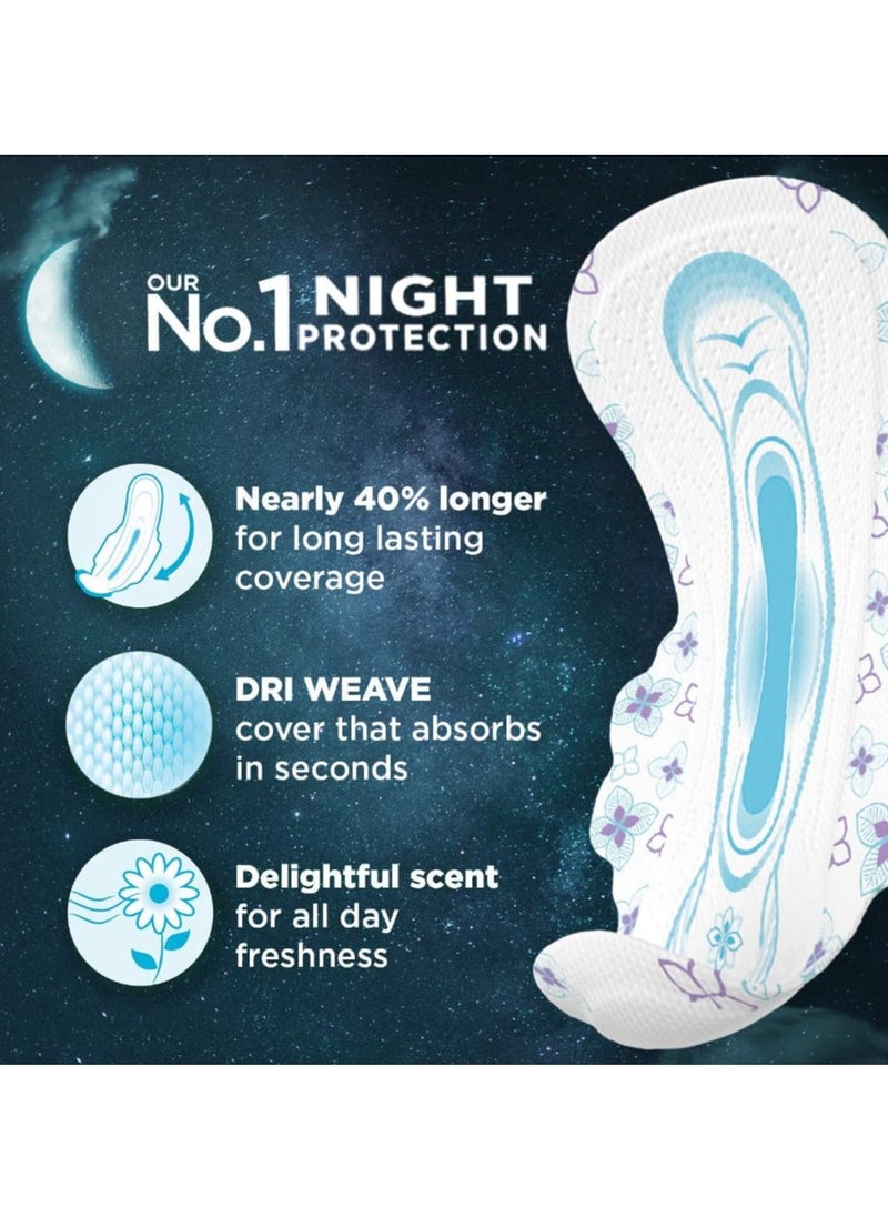 WHISPER Bindazz Nights Sanitary Pads , 44 XL+ PADS, UPTO 0% LEAKS ALL NIGHT LONG, FOR HEAVY FLOW, 40% LONGER & WIDER BACK, COMFORTABLE CUSHIONY SOFT WINGS, DISPOSABLE WRAPPER