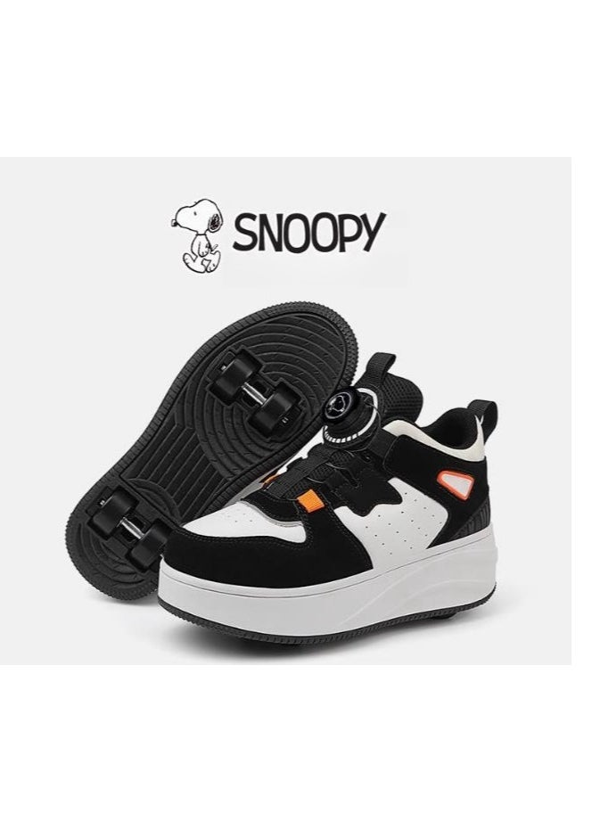 Children's Black Technology Rampage Double Wheel Skating Shoes