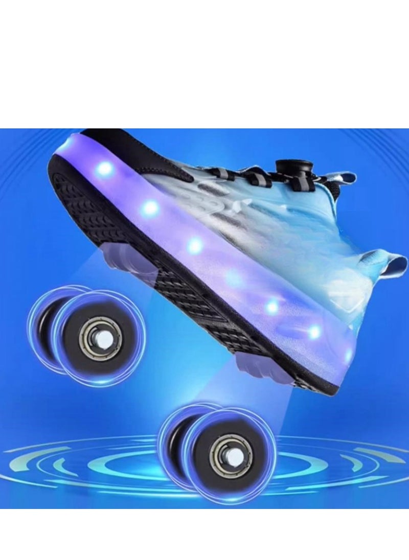 Children's Mesh Breathable Flashing Light Sport Roller Skating Knob Ice Skates