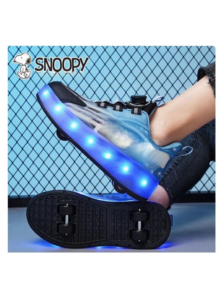 Children's Mesh Breathable Flashing Light Sport Roller Skating Knob Ice Skates