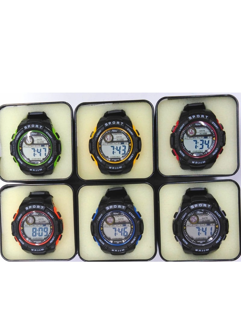 Children Digital Sports Watches, Water Resistant, Set of 12