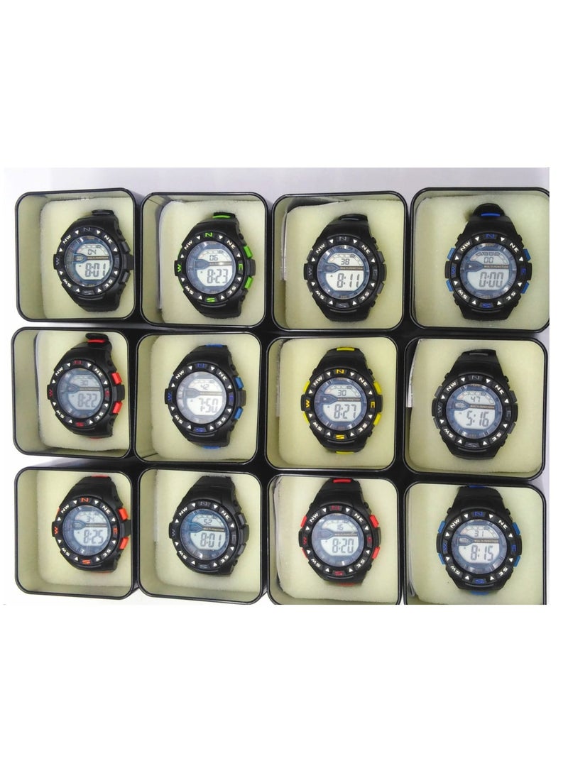 Children Digital Sports Watches, Water Resistant,Set of 6