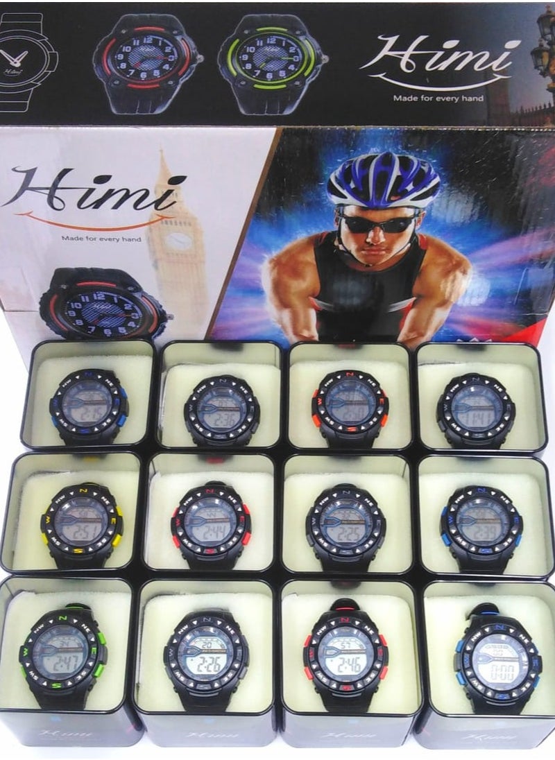 Children Digital Sports Watches, Water Resistant,Set of 6