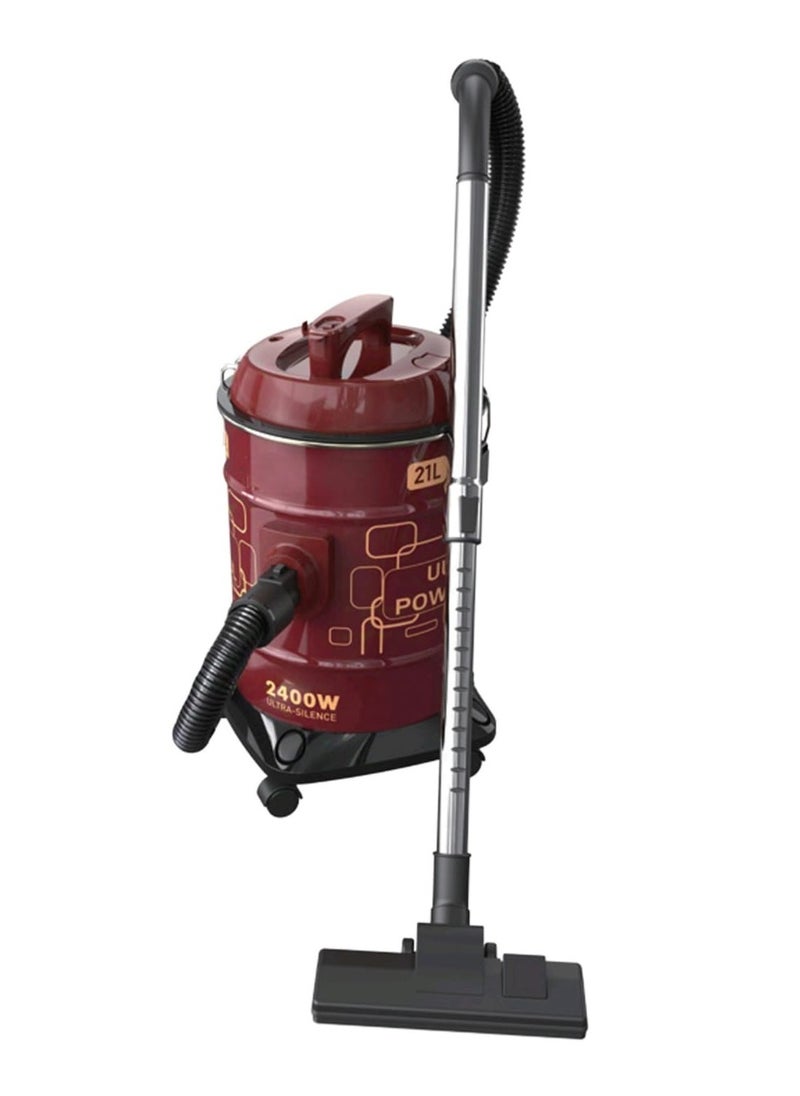 Drum Vacuum Cleaner with Powerful Suction 21L with High-Efficiency Motor, Multi-Surface Cleaning, Lightweight & Portable Design for Home, Office, and Garage