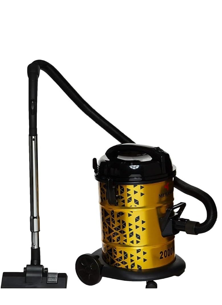 MEBASHI Drum Vacuum Cleaner with 25L Capacity, High Efficiency, and Low Noise Level – Yellow(DVC1010 Drum Vacuum Cleaner)(2000W)