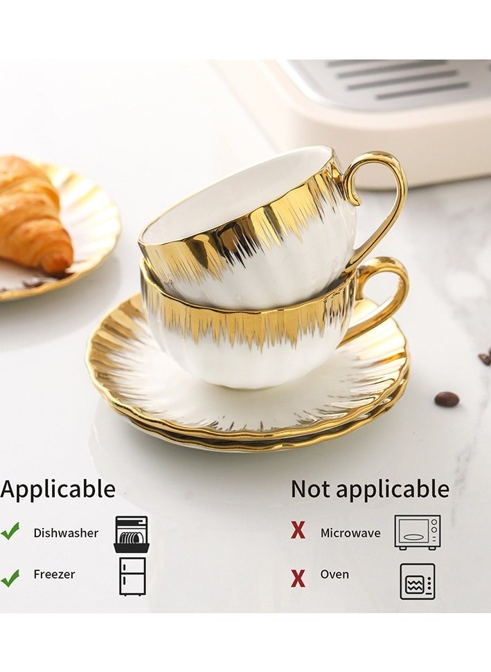 Ceramic coffee cup Electroplated European coffee cup set Coffee cup gift set Ceramic tea cup and saucer set