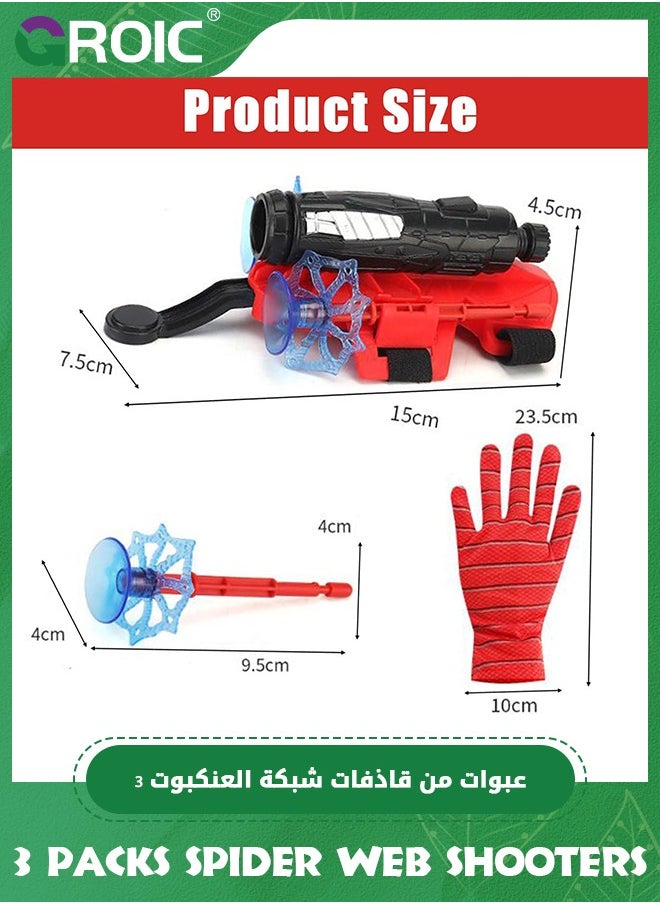 3 Packs Spider Web Shooters, Cosplay Launcher Gloves Hero Launcher with Wrist Toys, Spider Web Launcher Glove, Funny Decorate Children Wrist Toy Gift for Kids