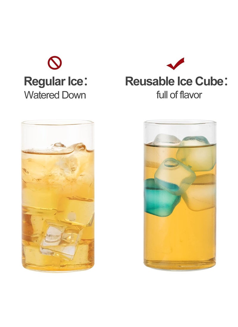 Reusable Plastic Ice Cubes 24 Pack Colorful Refreezable Ice Cubes for drinks, Whiskey, Vodka or Coffee, Washable Non-Melting Ice Cubes Non-Diluting