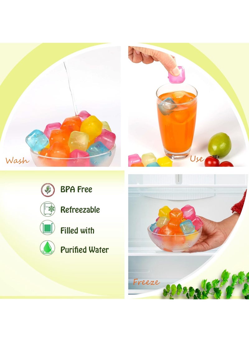 Reusable Plastic Ice Cubes 24 Pack Colorful Refreezable Ice Cubes for drinks, Whiskey, Vodka or Coffee, Washable Non-Melting Ice Cubes Non-Diluting