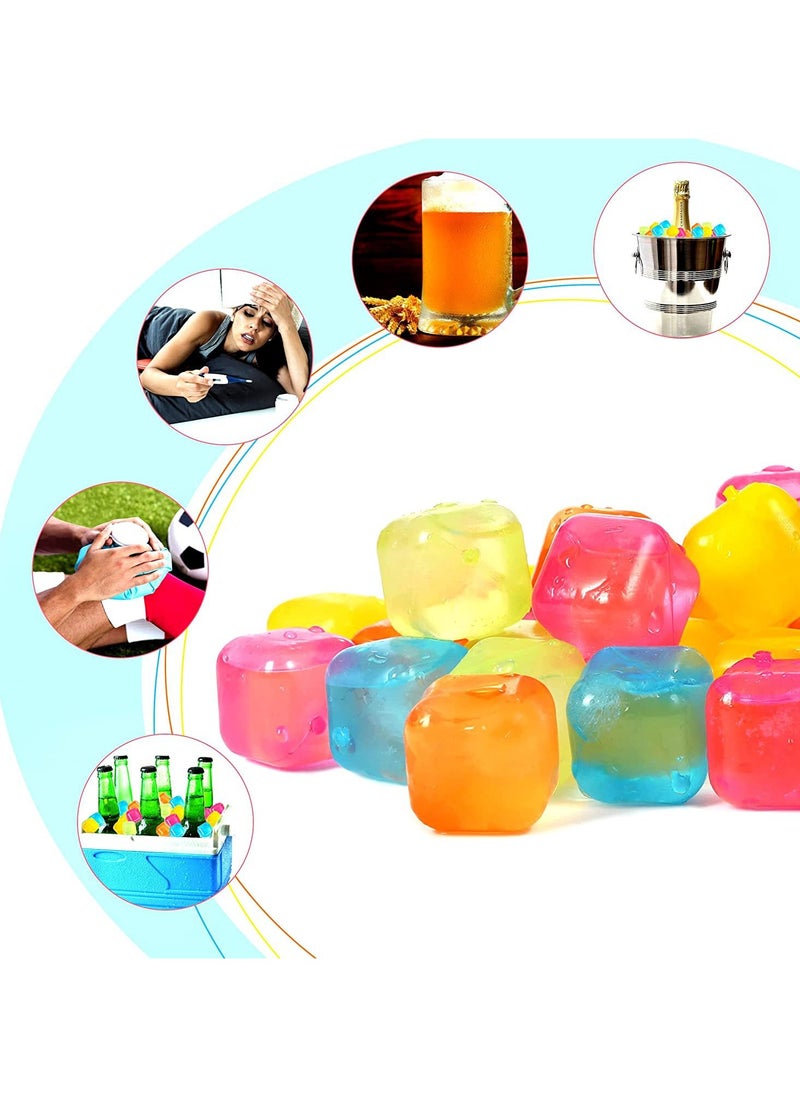 Reusable Plastic Ice Cubes 24 Pack Colorful Refreezable Ice Cubes for drinks, Whiskey, Vodka or Coffee, Washable Non-Melting Ice Cubes Non-Diluting