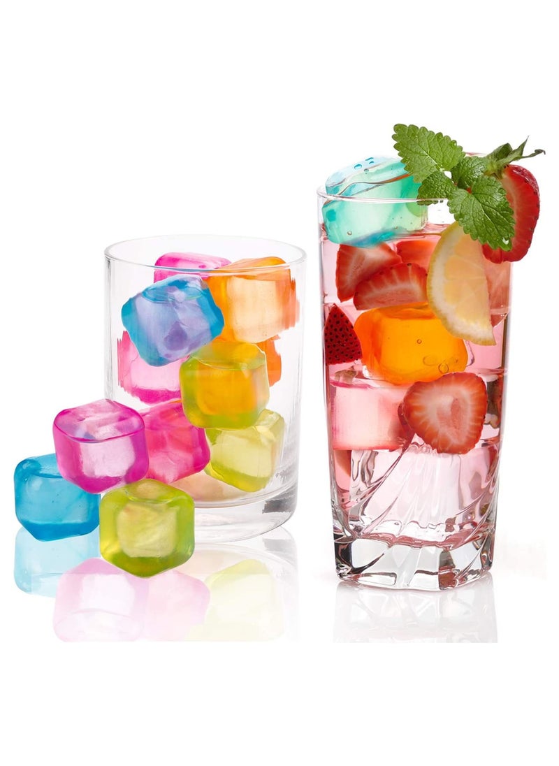 Reusable Plastic Ice Cubes 24 Pack Colorful Refreezable Ice Cubes for drinks, Whiskey, Vodka or Coffee, Washable Non-Melting Ice Cubes Non-Diluting