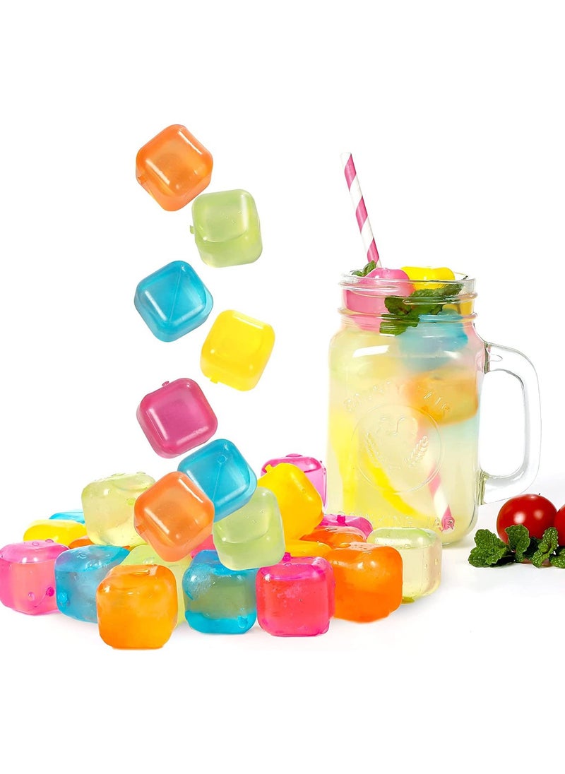 Reusable Plastic Ice Cubes 24 Pack Colorful Refreezable Ice Cubes for drinks, Whiskey, Vodka or Coffee, Washable Non-Melting Ice Cubes Non-Diluting