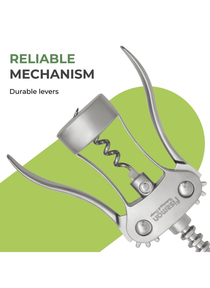 Fissman Wine Opener Corkscrew 18.5cm, Zinc Alloy Multipurpose CorkScrew Lily Series, Anti-Rust Wing Corkscrew for Wine and Bottle Opener, Anti-Slip Grip Corkscrew