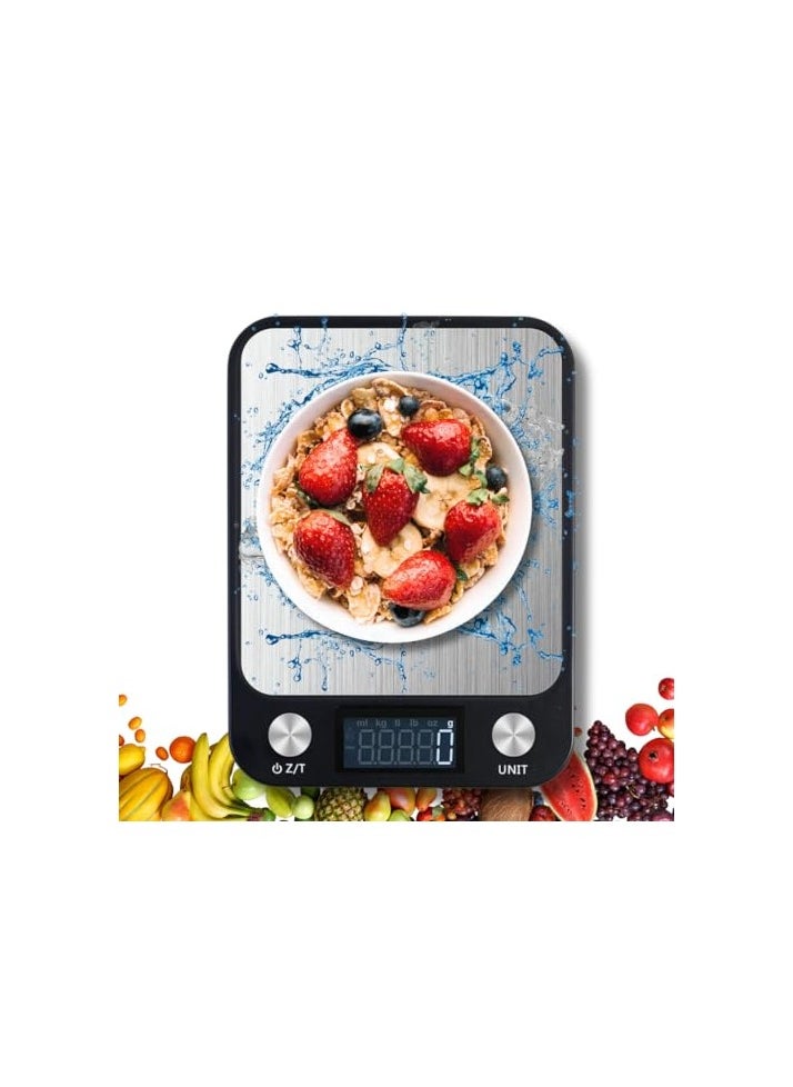 Mini Food Scale Digital Kitchen High Accuracy 10kg/10000gm Multifunction Food Weighing Scale Coffee Electronic Jewelry Scale, 7 Weighing Sensors, LCD Display Stainless Steel Slim & Tare