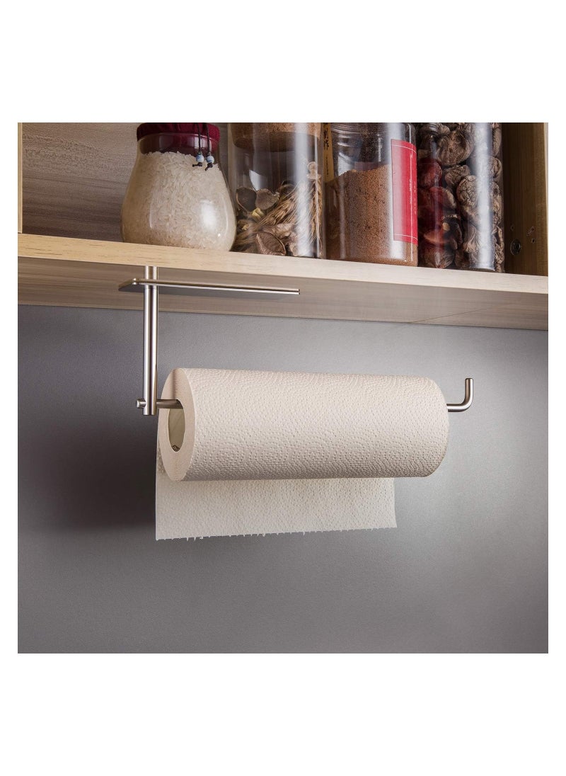 Paper Towel Holder Under Cabinet - Self Adhesive Towel Paper Holder Stick on Wall for Kitchen, Bathroom Paper Towel Holder Organizer&Storage&Decor, Stainless Steel