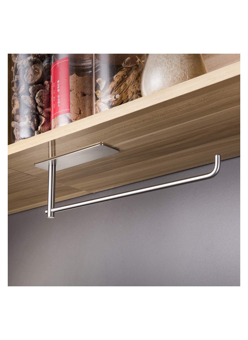 Paper Towel Holder Under Cabinet - Self Adhesive Towel Paper Holder Stick on Wall for Kitchen, Bathroom Paper Towel Holder Organizer&Storage&Decor, Stainless Steel